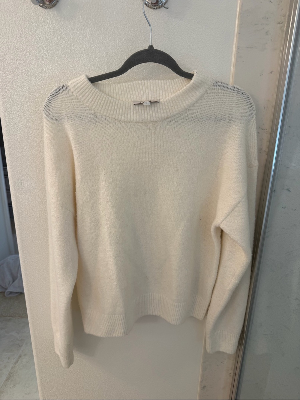 Women's Cream Crewneck Pullover Sweater